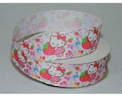 Лента репсовая 25 мм с рисунком, " Китти"