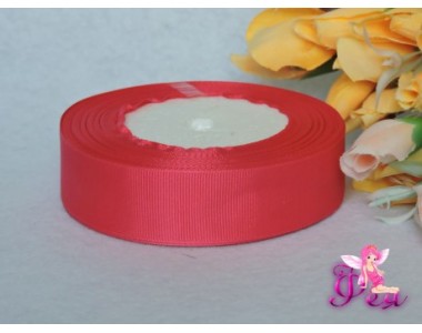 Однотонная репсовая лента 25 мм, цв. неоново-розовый - 1 м