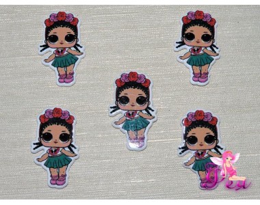 Кабошон-вырубка   38*24 мм, Лол с розовым ободком   (пластик)  - 1шт