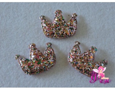 Патч 3D, россыпь пайеток "Корона" 3,7*3,2 см, розовый