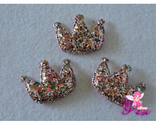  Патч 3D, россыпь пайеток "Корона" 3,7*3,2 см, розовый