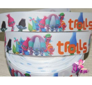 Репсовая лента 25 мм с рисунком  "Trolls" (1 м)