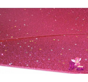 Лист кожзам "Глиттер-звездочки", цв. фуксии №7