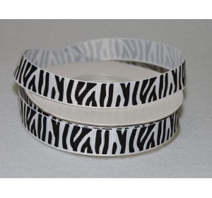 Репсовая лента 15 мм с рисунком , "Зебра", белый