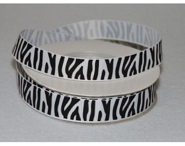 Репсовая лента 15 мм с рисунком , "Зебра", белый