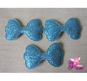 Патч 3D, с пайетками "Бантик" 6,3 *3,5 см, бирюзовый