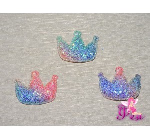Патч 3D радужный, россыпь пайеток "Корона" 3,8*3 см, Д (1 шт)