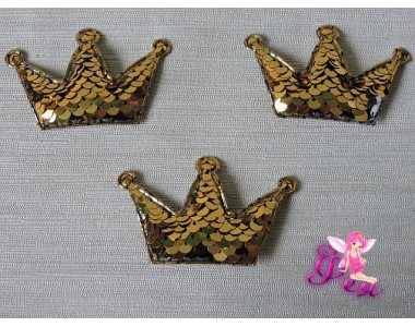 Патч 3D с двухсторон. пайетками "Корона" 6*4 см, золото (1 шт)