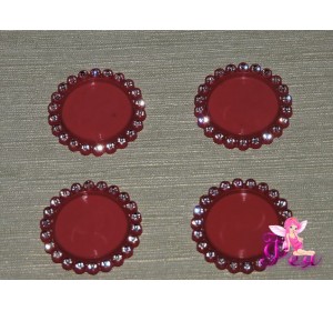Крышечка-серединка со стразами 25 мм, цв. фукси  1 шт