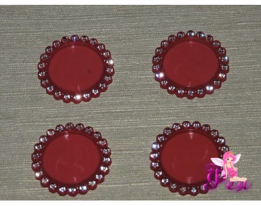 Крышечка-серединка со стразами 25 мм, цв. фукси  1 шт