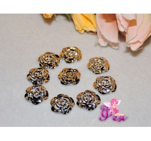 Кабошоны флоризель пластик, цв.серебро 16мм