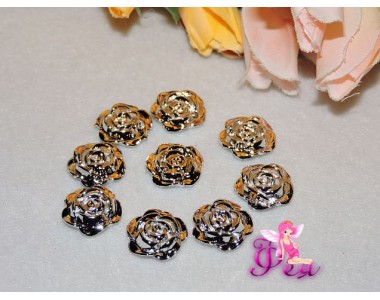 Кабошоны флоризель пластик, цв.серебро 16мм