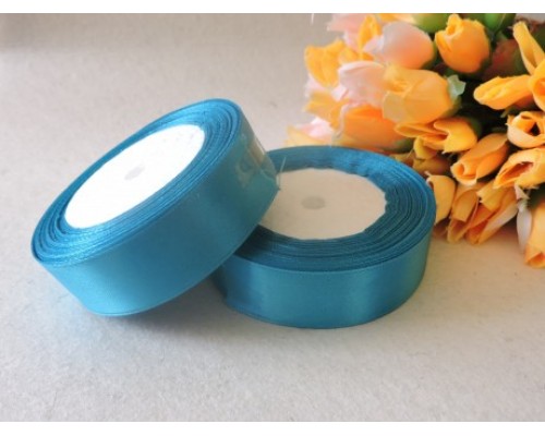 Однотонная атласная лента 25мм, цв. голубой