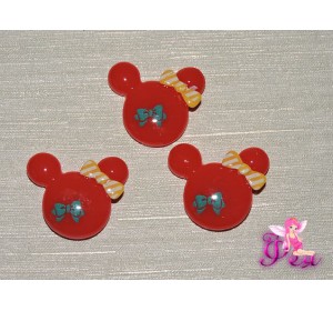 Кабошон  акриловый  30 мм, "Микки", цв. красный