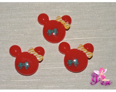 Кабошон  акриловый  30 мм, "Микки", цв. красный