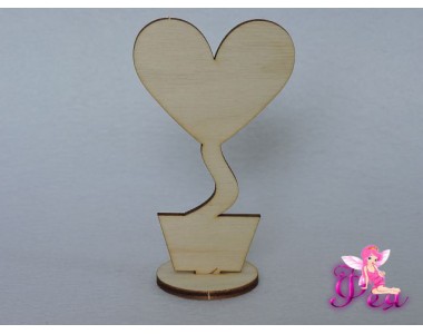Заготовка из фанеры 10 см "Топиарий сердце" с подставкой