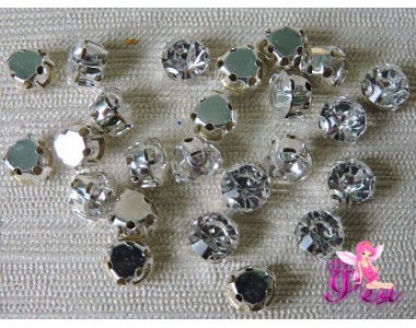 Стразы в оправе 7 мм, серебро (уп 10 шт)