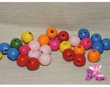 Бусина деревянная круглая "Улыбка" 14 мм -1 шт.