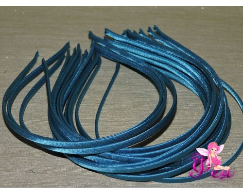 Ободок металл+атлас 0.5 см, цв. бирюзовый