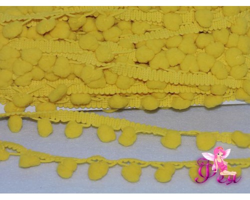 Тесьма с помпонами,размер — 6 мм, помпоны 1 см, лимонный