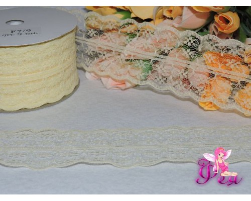 Кружево капрон 45мм нежно-лимонного цвета
