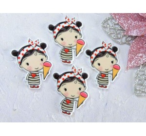 Кабошон-вырубка "Девочка с мороженом" 2,7*3,7 см - 1шт.