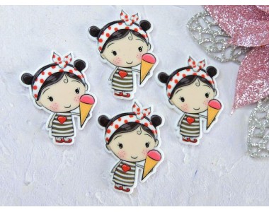 Кабошон-вырубка "Девочка с мороженом" 2,7*3,7 см - 1шт.