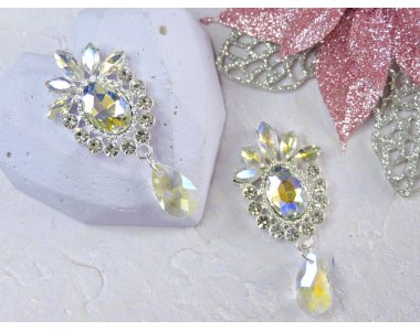 Серединка ювелирная, цв. серебро/радужный - 1 шт