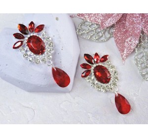 Серединка ювелирная, цв. серебро/бордовый - 1 шт