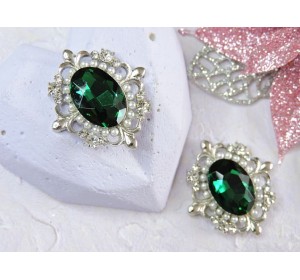 Серединка ювелирная, цв. изумрудный - 1 шт.