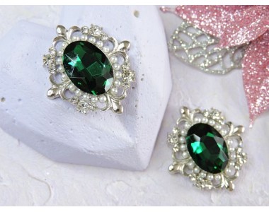 Серединка ювелирная, цв. изумрудный - 1 шт.