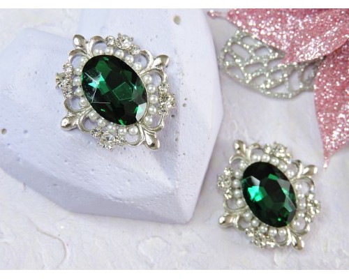 Серединка ювелирная, цв. изумрудный - 1 шт.