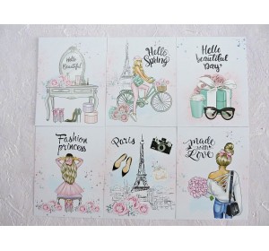 Набор открыток из 6 шт "Париж" - 1 набор.