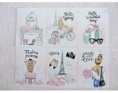 Набор открыток из 6 шт "Париж" - 1 набор.