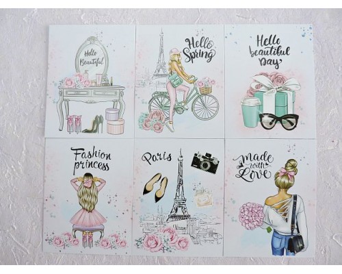 Набор открыток из 6 шт "Париж" - 1 набор.