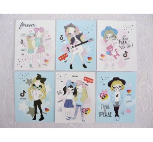 Набор открыток из 6 шт "Tik Tok" - 1 набор.