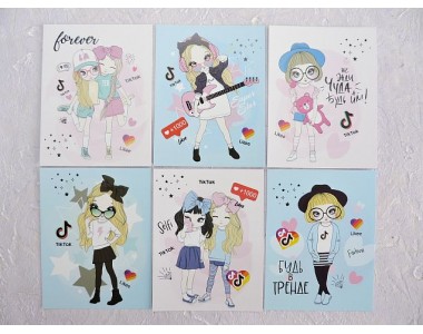 Набор открыток из 6 шт "Tik Tok" - 1 набор.