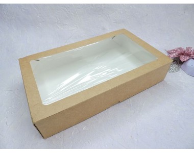 Коробка крафтовая с окошком 20*12*4 см - 1 шт.