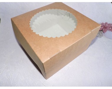 Коробка двухсторонняя бел/крафт с фигурным окошком - 1 шт.