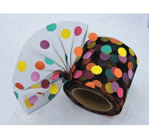 Фатин "Разноцветный горох", 5,5 см, цв. черный - 1м.