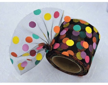 Фатин "Разноцветный горох", 5,5 см, цв. черный - 1м.