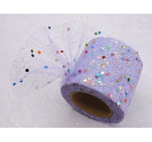 Фатин с блестками и пайетками 5,5 см, цв. фиолетовый - 1 м.