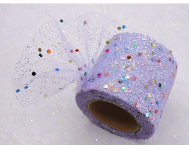 Фатин с блестками и пайетками 5,5 см, цв. фиолетовый - 1 м.