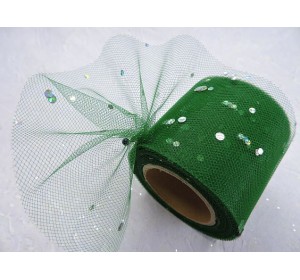 Фатин с пайетками 5,5 см, цв. темно-зеленый - 1 м.