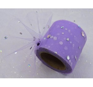 Фатин с пайетками 5,5 см, цв. фиолетовый - 1 м.