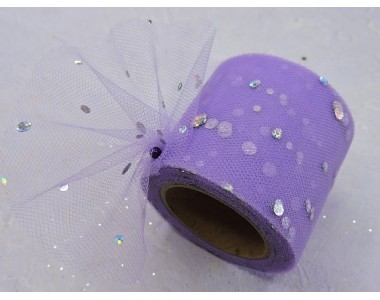 Фатин с пайетками 5,5 см, цв. фиолетовый - 1 м.