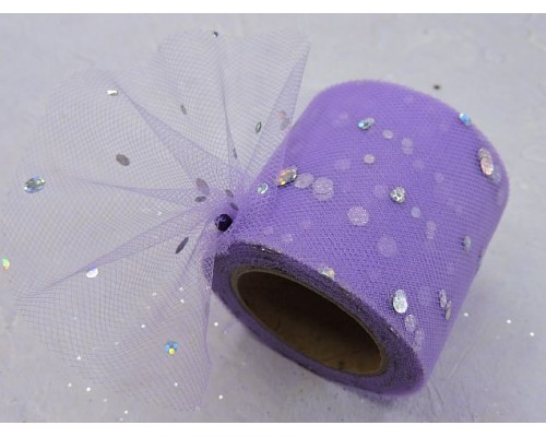 Фатин с пайетками 5,5 см, цв. фиолетовый - 1 м.