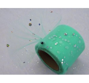 Фатин с пайетками 5,5 см, цв. аквамариновый - 1 м.