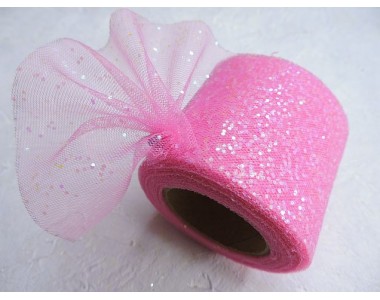 Фатин с блестками 5,5 см, цв. ярко-розовый - 1 м.