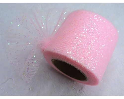 Фатин с блестками 5,5 см, цв. розовый - 1 м.